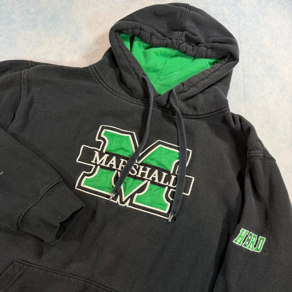 Stadium Athletics Marshall Hoodie Mens L Black Good Thundering Herd Pullover